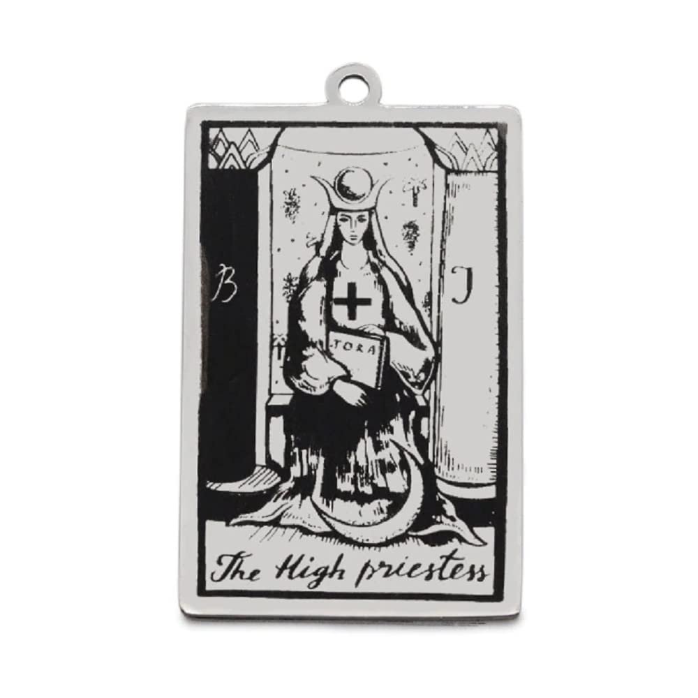 AttractionOil.com Silver Metal Tarot Card Pendant Necklace (The High Priestess)