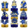 9 Pieces Blue Gold Birthday Table Decorations Happy Birthday Honeycomb Centerpieces Glitter Table Toppers, Blue and Gold Party Decorations for Kids Baby Shower, Men and Woman Party Supplies view 1