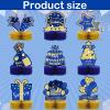 9 Pieces Blue Gold Birthday Table Decorations Happy Birthday Honeycomb Centerpieces Glitter Table Toppers, Blue and Gold Party Decorations for Kids Baby Shower, Men and Woman Party Supplies view 2