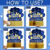 9 Pieces Blue Gold Birthday Table Decorations Happy Birthday Honeycomb Centerpieces Glitter Table Toppers, Blue and Gold Party Decorations for Kids Baby Shower, Men and Woman Party Supplies view 3