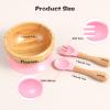 Bamboo Baby Bowl,OXYEFEI Custom Name Baby Suction Bowl with Silicone Spoons Set,BPA Free Bamboo Kids Bowl?Detachable Suction Base Easy to Clean (Pink) view 3