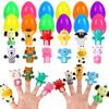 12 Pack Easter Eggs Prefilled with Animal Finger Puppets, Easter Basket Stuffers Plastic Easter Eggs Fillers Surprise Easter Gifts Hunt Party Favors Classroom Prize Supplies view 1