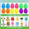 12 Pack Easter Eggs Prefilled with Animal Finger Puppets, Easter Basket Stuffers Plastic Easter Eggs Fillers Surprise Easter Gifts Hunt Party Favors Classroom Prize Supplies view 3