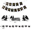 Dragon Birthday Party Decorations Dungeons and Dragons Theme Fantasy Party Supplies Including Dragon Cake Decoration and Toppers, Dragon Balloon Garland and Birthday Banner view 2