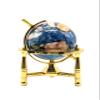 Unique Art Since 1996 6 Inches Tall Pearl Swirl Ocean Mini Table Top Gemstone Globe with Tripod Zinc Alloy Stand (Bahama Blue Gold) view 1