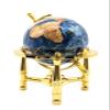 Unique Art Since 1996 6 Inches Tall Pearl Swirl Ocean Mini Table Top Gemstone Globe with Tripod Zinc Alloy Stand (Bahama Blue Gold) view 2
