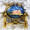 Unique Art Since 1996 6 Inches Tall Pearl Swirl Ocean Mini Table Top Gemstone Globe with Tripod Zinc Alloy Stand (Bahama Blue Gold) view 3