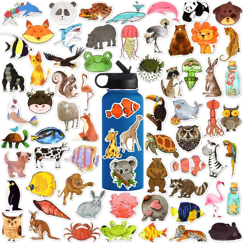 150pcs Animal Stickers for Kids Cute Ocean Animal Stickers for Water Bottle Zoo Animal Vinyl Stickers Waterproof Cute Sea Animal Stickers for Students School Reward