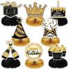 8PCS Birthday honeycomb table centerpieces decorations sets men/women favors gold black Retirement party supplies view 1