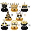 8PCS Birthday honeycomb table centerpieces decorations sets men/women favors gold black Retirement party supplies view 2