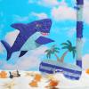Zhanmai 15.7 Inch Shark Piata Summer Ocean-themed Fish Piata with Blindfold Bat and Round Tissue Paper Small Mexican Shark Party Decor for Birthday Baby Shower Under The Sea Photo Prop Supplies view 2