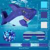 Zhanmai 15.7 Inch Shark Piata Summer Ocean-themed Fish Piata with Blindfold Bat and Round Tissue Paper Small Mexican Shark Party Decor for Birthday Baby Shower Under The Sea Photo Prop Supplies view 3
