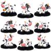 9 Pcs Cow Honeycomb Centerpieces Farm Animals Cow Table Topper Honeycomb 3D Table Decoration Barnyard Paper Fan Cow Cutouts for Children's Party Western Cowboy Baby Shower Wedding Party Supplies view 1