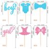 24 Pack Boy or Girl Cupcake Toppers Pink and Blue Glitter Baby Shower Cupcake Picks Bow Tie Onesie Jumpsuit Cake Topper Decorations for Gender Reveal Theme Baby Shower Kids Birthday Party Supplies view 2