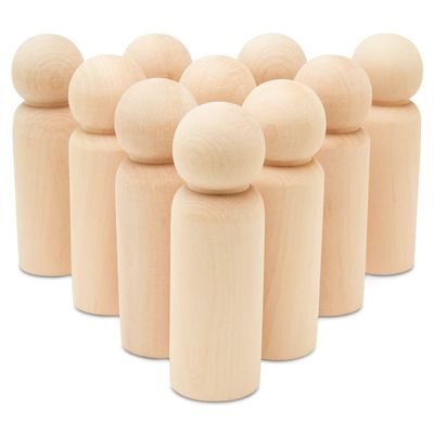 Small Wooden Peg Dolls Unfinished 5 1/2 inch, Giant Man Shape, Pack of 10 Birch Wood Peg People for Crafting and Decor