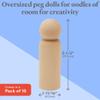 Small Wooden Peg Dolls Unfinished 5 1/2 inch, Giant Man Shape, Pack of 10 Birch Wood Peg People for Crafting and Decor view 4