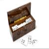 Bello Collezioni - Via Vicarisi Luxury Double Six White Dominoes Set with Uniquely Artistic Inlays from Italy in a Burl Wood Case view 2
