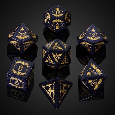 UDIXI Christmas Gemstone Dice Set, 7PCS Crystal Stone DND Dice for Role Playing Game and Other Tabletop Games (Blue Sandstone)