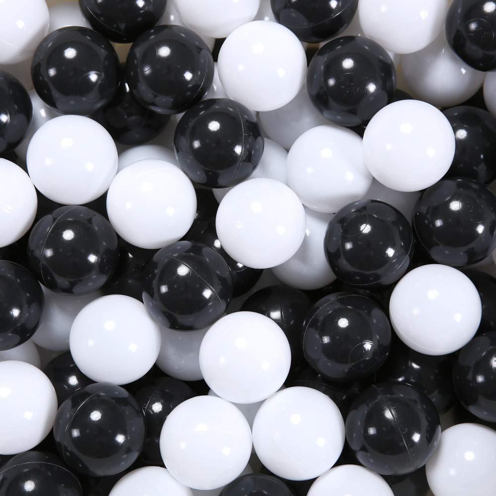 STARBOLO Ball Pit Balls - 100pcs Balls for Ball Pit Plastic Ball Baby Crawl Ball Ocean Ball for Babies Kids Children Games Pool Playpen(2.2in - 100pcs, Black&White)