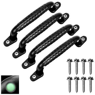Dakzhou 4 Luminous Playground Safety Handles, Sturdy Swing Sets Safety Grab Toys, Jungle Gymnastics and playroom Ladder Handles, Door Handles, bunk Bed (Black)