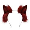 YESBOR Plush Fluffy Cat Ears Headwear Accessory Prop for Halloween Wine Red One Size view 1