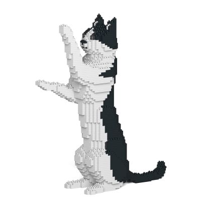 JEKCA Cat 17S-M01 | Black and White Cat Plastic Building Blocks | Age 14+
