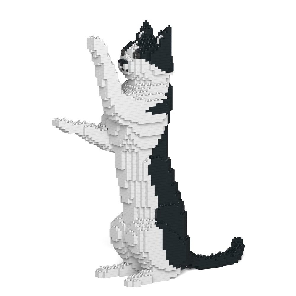 JEKCA Cat 17S-M01 | Black and White Cat Plastic Building Blocks | Age 14+