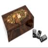 Bello Collezioni - Via La Spezia Luxury Double Nine Black Professional Jumbo Size Tournament Dominoes Set with Uniquely Artistic Inlays from Italy in a Burl Wood Case view 1