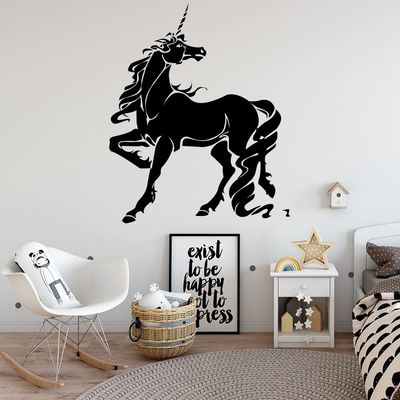 Beautiful Unicorn Magical Unicorns Silhouette Wall Sticker Art Decal for Girls Boys Kids Room Bedroom Nursery Kindergarten House Fun Home Decor Stickers Wall Art Vinyl Decoration Size (10x8 inch)