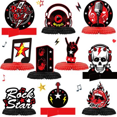 10 Pcs Rock and Roll Party Decorations Rock Star Centerpieces Born to Rock Party Decorations Music Theme Party Supplies Halloween Rock Birthday Decorations for Birthday Baby Shower Party Supplies