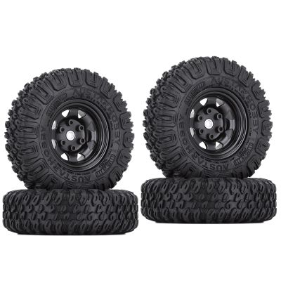 WONFAST 4PCS 1.55 inch 85mm Rubber Terrain Crawler Tires Metal Beadlock Wheel Rims Tires Set Compatible with 1/10 RC Crawler Car Axial AX90069 D90 TF2 Tamiya CC01 LC70 MST JIMNY (Black)