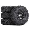 WONFAST 4PCS 1.55 inch 85mm Rubber Terrain Crawler Tires Metal Beadlock Wheel Rims Tires Set Compatible with 1/10 RC Crawler Car Axial AX90069 D90 TF2 Tamiya CC01 LC70 MST JIMNY (Black) view 2