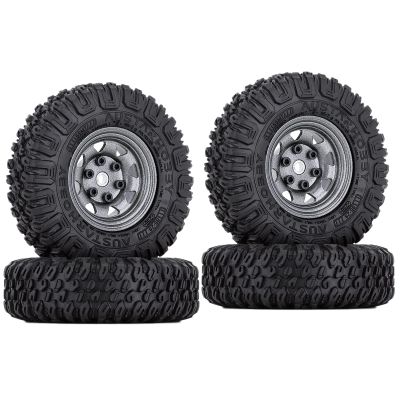 WONFAST 4PCS 1.55 inch 85mm Rubber Terrain Crawler Tires Metal Beadlock Wheel Rims Tires Set Compatible with 1/10 RC Crawler Car Axial AX90069 D90 TF2 Tamiya CC01 LC70 MST JIMNY (Grey)