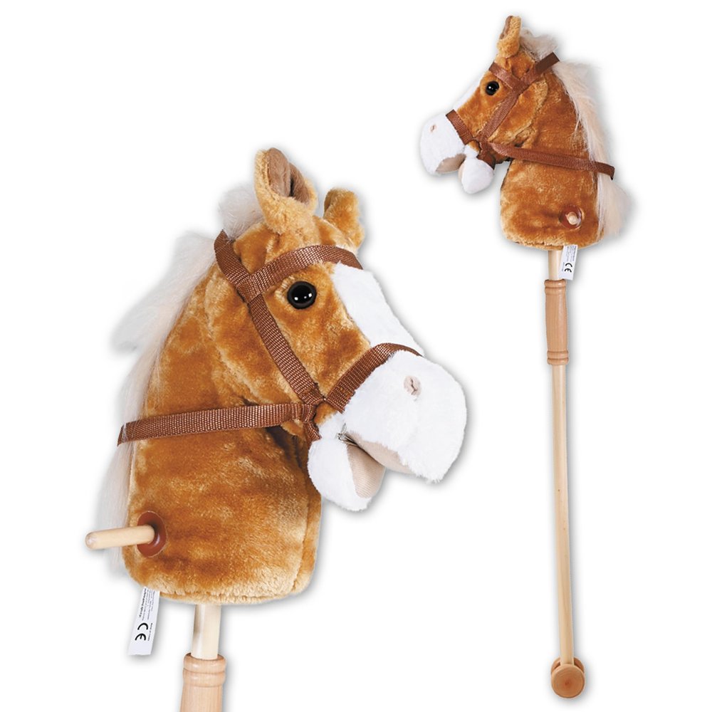 KNORRTOYS.COM Brown Horse Brauny, 37.4 inches, 1+ Player, Ages 1-5, 1x Wooden Horse, 2x Handle, Wheel