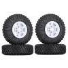WONFAST 4PCS 1.55inch Tyres Beadlock Plastic Wheel Rims Hub Rubber Tires Set Compatible with 1:10 RC Crawler Axial AX90069 D90 TF2 Tamiya CC01 LC70 MST JIMNY (White) view 1