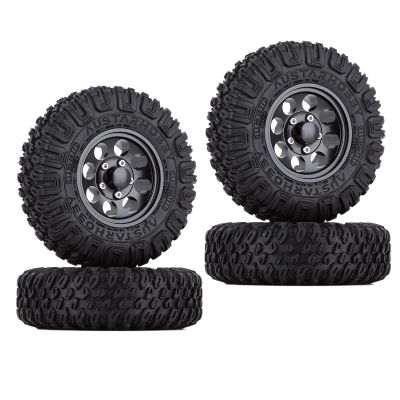 WONFAST 4PCS 1.55inch Tyres Beadlock Plastic Wheel Rims Hub Rubber Tires Set Compatible with 1:10 RC Crawler Axial AX90069 D90 TF2 Tamiya CC01 LC70 MST JIMNY (Black)