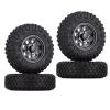 WONFAST 4PCS 1.55inch Tyres Beadlock Plastic Wheel Rims Hub Rubber Tires Set Compatible with 1:10 RC Crawler Axial AX90069 D90 TF2 Tamiya CC01 LC70 MST JIMNY (Black) view 1