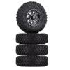 WONFAST 4PCS 1.55inch Tyres Beadlock Plastic Wheel Rims Hub Rubber Tires Set Compatible with 1:10 RC Crawler Axial AX90069 D90 TF2 Tamiya CC01 LC70 MST JIMNY (Black) view 2