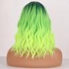 WTHCOS Neon Green Wigs for Women Short Curly Wavy Lime Green wig for Girls Short Bob Wig With Bangs Heat Resistant Synthetic Wigs for Cosplay Costume Party (Green Ombre Wig) view 4
