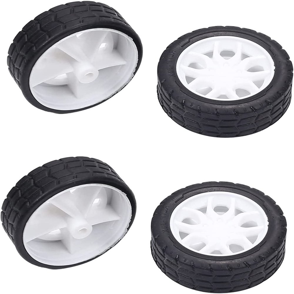 Juvielich Rubber RC Car Wheel Tires 1.18" RC Car Drift Wheels RC Tires Wheel Rims Crossing Rubber Off-Road Parts Car Truck Model Wheel White 4PCS
