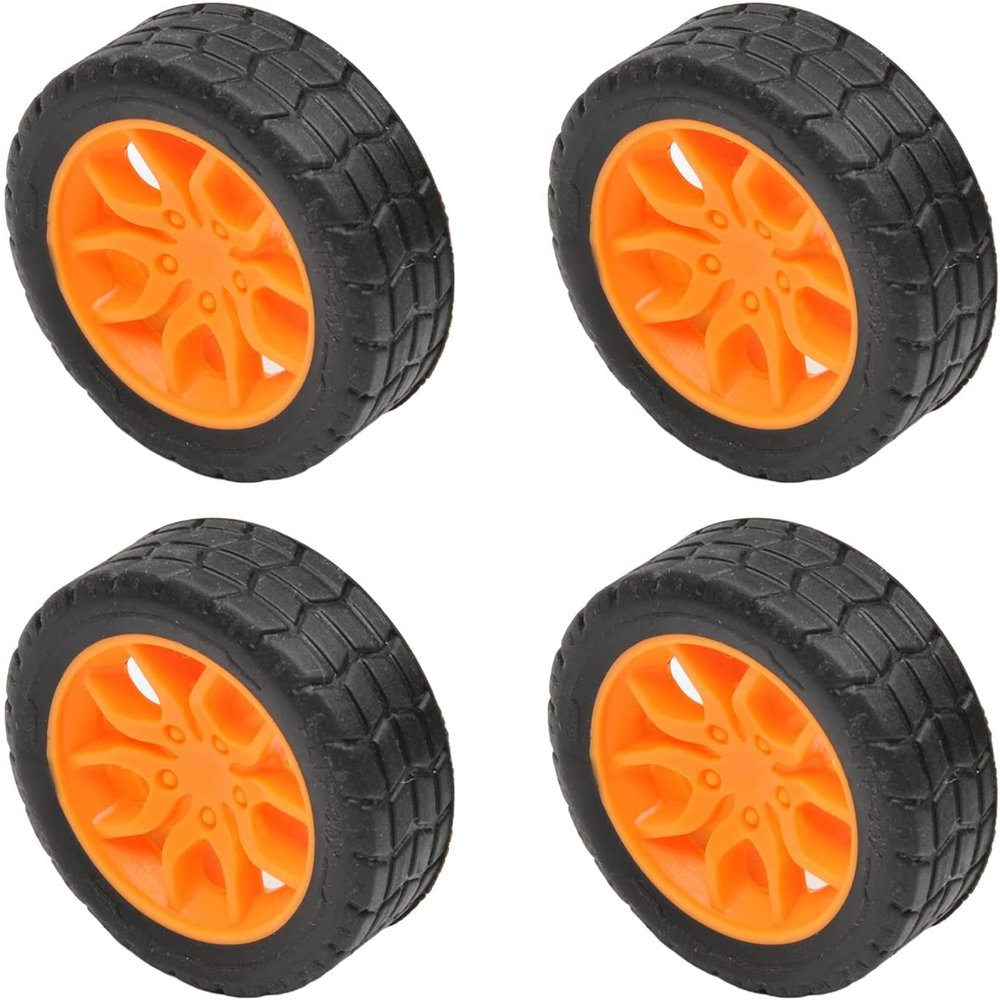 Juvielich Rubber RC Car Wheel Tires 1.18" RC Car Drift Wheels RC Tires Wheel Rims Crossing Rubber Off-Road Parts Car Truck Model Wheel Orange 4PCS