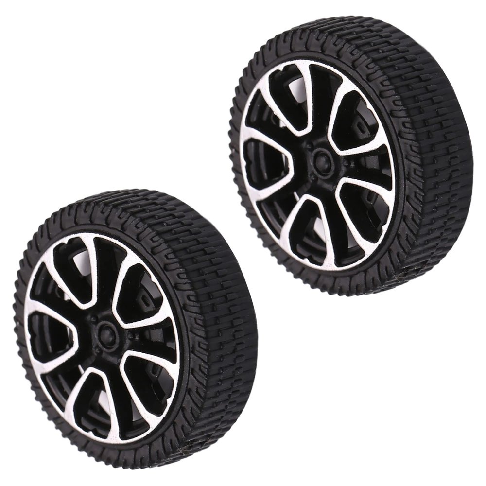 Juvielich RC Car Wheel Tires 1.18" RC Car Drift Wheels RC Tires Wheel Rims Crossing Plastic Off-Road Parts Car Truck Model Wheel Black 2PCS