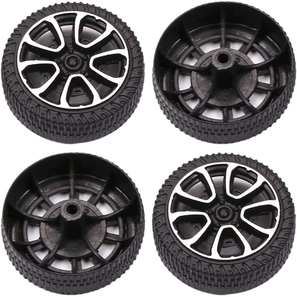 Juvielich RC Car Wheel Tires 1.18" RC Car Drift Wheels RC Tires Wheel Rims Crossing Plastic Off-Road Parts Car Truck Model Wheel Black 4PCS