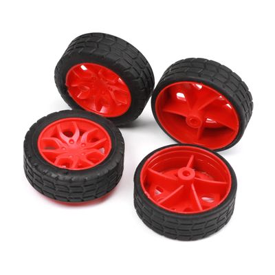 Juvielich Rubber RC Car Wheel Tires 1.18" RC Car Drift Wheels RC Tires Wheel Rims Crossing Rubber Off-Road Parts Car Truck Model Wheel Red 4PCS