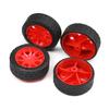 Juvielich Rubber RC Car Wheel Tires 1.18" RC Car Drift Wheels RC Tires Wheel Rims Crossing Rubber Off-Road Parts Car Truck Model Wheel Red 4PCS view 1