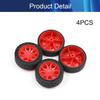 Juvielich Rubber RC Car Wheel Tires 1.18" RC Car Drift Wheels RC Tires Wheel Rims Crossing Rubber Off-Road Parts Car Truck Model Wheel Red 4PCS view 4