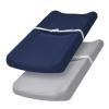 PHF Baby Changing Pad Covers for Boys Girls, 2 Pack Ultra Soft Breathable Microfiber Changing Pad Table Sheets for Most Baby Changing Pads, Light Grey & Navy view 1