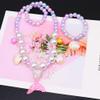 PartyKindom Mermaid Jewelry Set for Girls: Mermaid Necklace, Pearl Shell Bracelet, and 1 Pair Shell Earrings - Mermaid Costume Jewelry Kits for Ocean Theme Party view 3