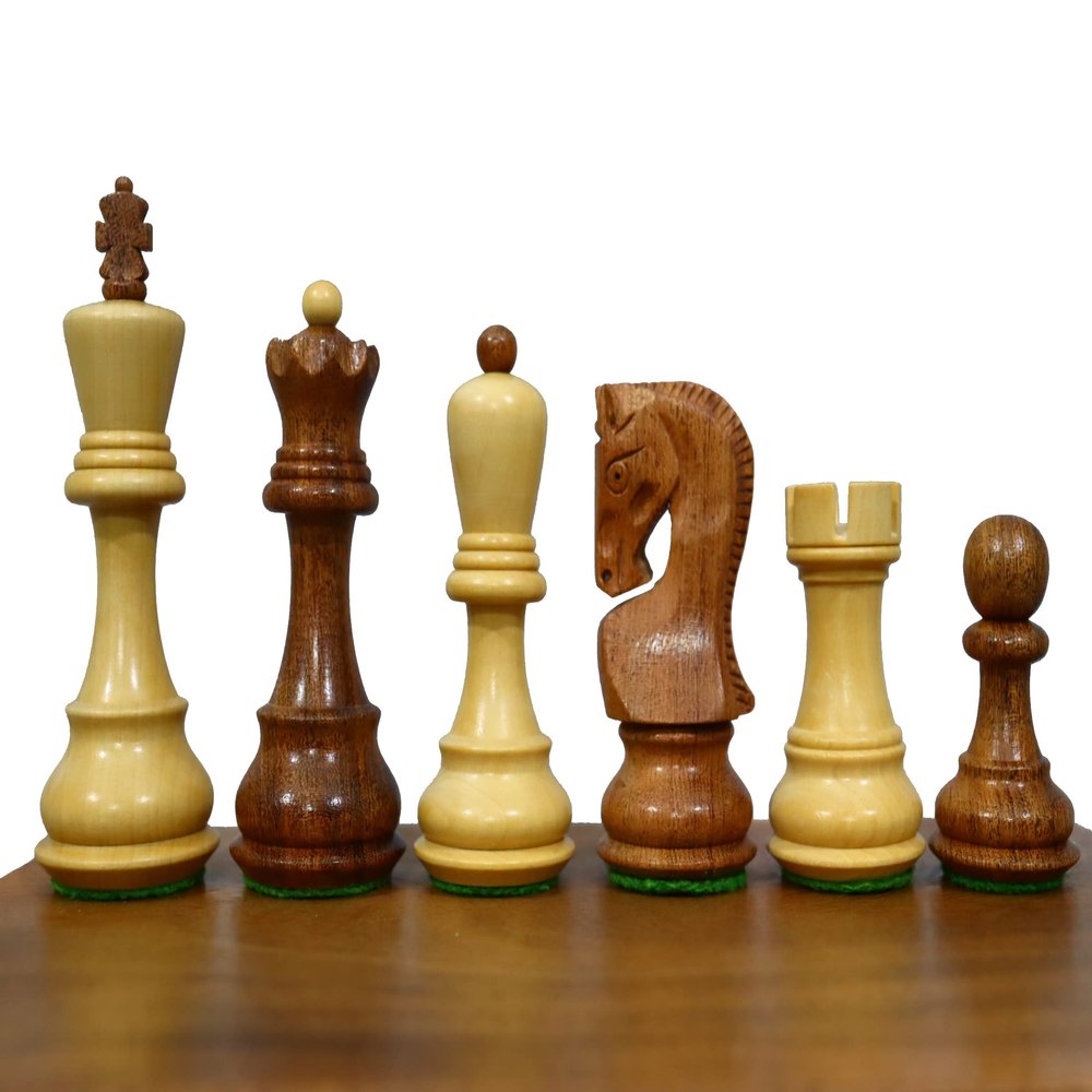 3.5" Russian Zagreb Chess Pieces Set only | Luxury Unique Chess Set in Golden Rosewood | Best Gift for Him or Her | Chess Moscow