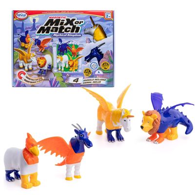 POPULAR PLAYTHINGS Magnetic Animals for Toddlers 1-3, Mix or Match Mythical Toys, Set of 4 Gift for Kids - Mythical Kingdom